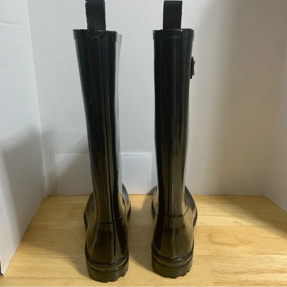 Nine West Women's Boots Black‎ Rubber Rain Knee High Boots Size 7M